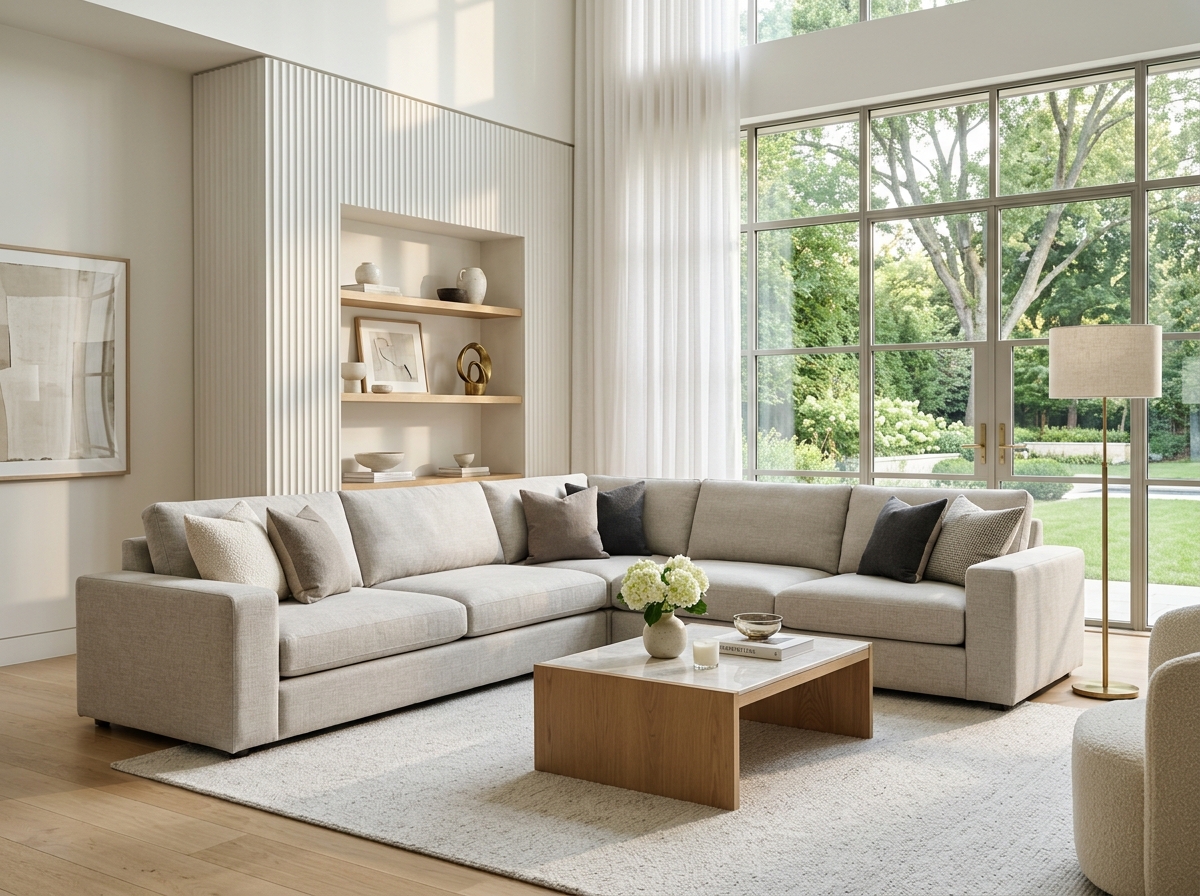 Sofá moderno com textura macia e cores vivas preservadas